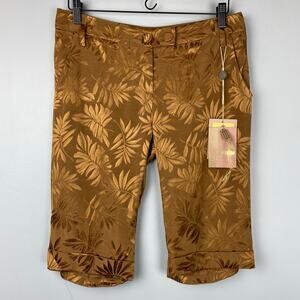 Babylon Collection Bronze Botanical Embossed Bermuda Shorts Size 42 / 6 Italy
